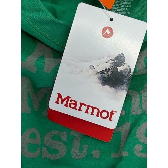 Marmot Mountain Organic Tee Shirt Graphic Print Short Sleeves Green Size XXL NWT - Picture 6 of 8